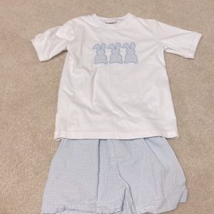 Stellybelly Blue Gingham Rabbit Shorts Set